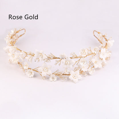 Women's Fashion Double White Ceramic Flower Crown Hair Accessories - Hair Your Lux