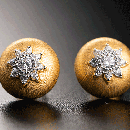 Gold Plated Delicate Brushed And Zirconia Stud Earrings In S925 Silver For Women - Hair Your Lux