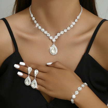 Fashion Three-piece Jewelry Set Jewelry Suit Necklace Ear Stud Bracelet - Hair Your Lux