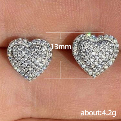 Fashion OL Micro Inlaid Zircon Heart Stud Earrings For Women - Hair Your Lux