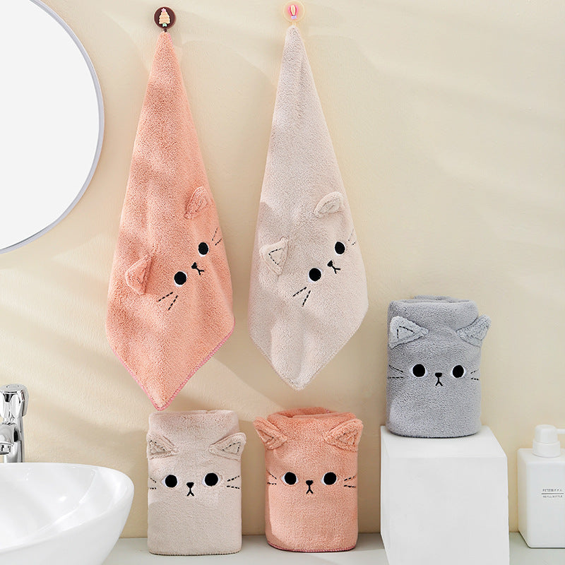 Coral Velvet Cartoon Cat Hair Drying Towel - Hair Your Lux