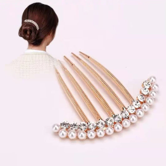 New Pearl Crystal Hair Comb Female - Hair Your Lux