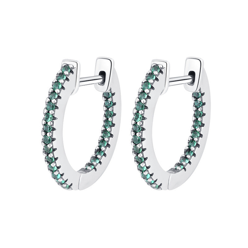 S925 Sterling Silver Small Group European And American Zircon Earrings For Women Simple And Cool - Hair Your Lux