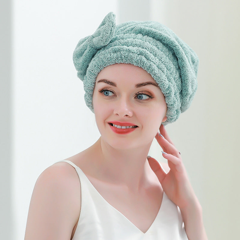 Microfiber Hair Drying Towels, Super Absorbent Turban Hair Towel Cap, Quick Dry Head Wrap With Bow-Knot Shower Cap For Curly, Long, Thick Hair & Wet Hair - Hair Your Lux