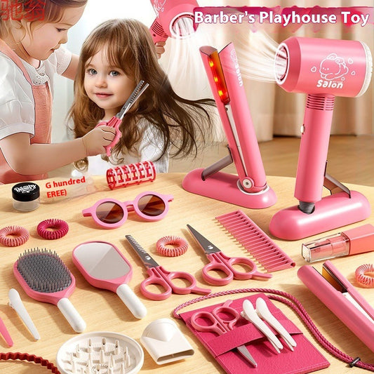 Children's Hairdressers Salon Barber Set Hair Dryer Clip Hair Curler Toy Suit