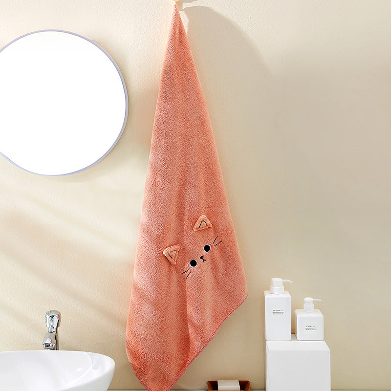 Coral Velvet Cartoon Cat Hair Drying Towel - Hair Your Lux