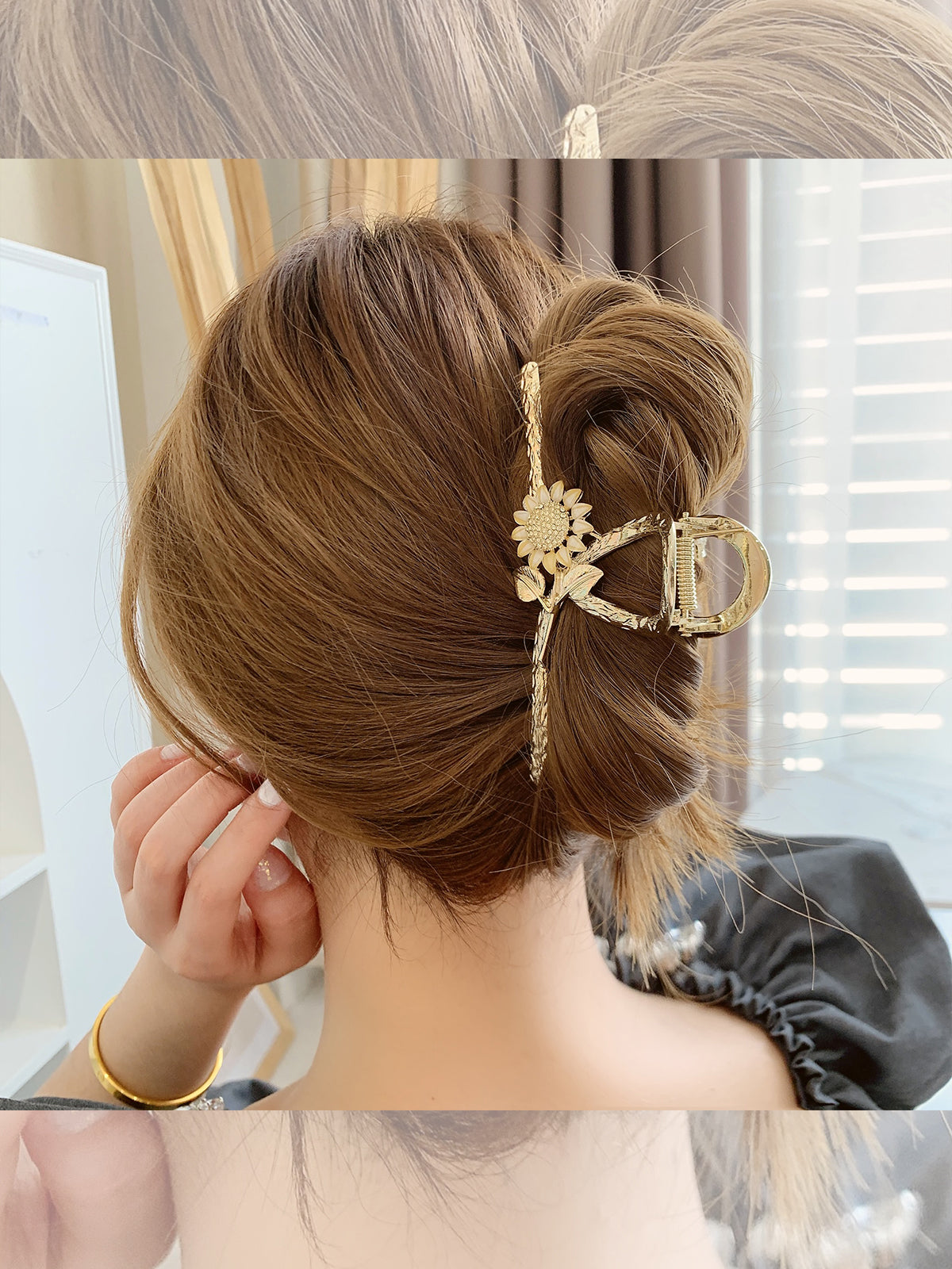 Shark Clip Sunflower Clip Exquisite Metal Hair Accessories - Hair Your Lux