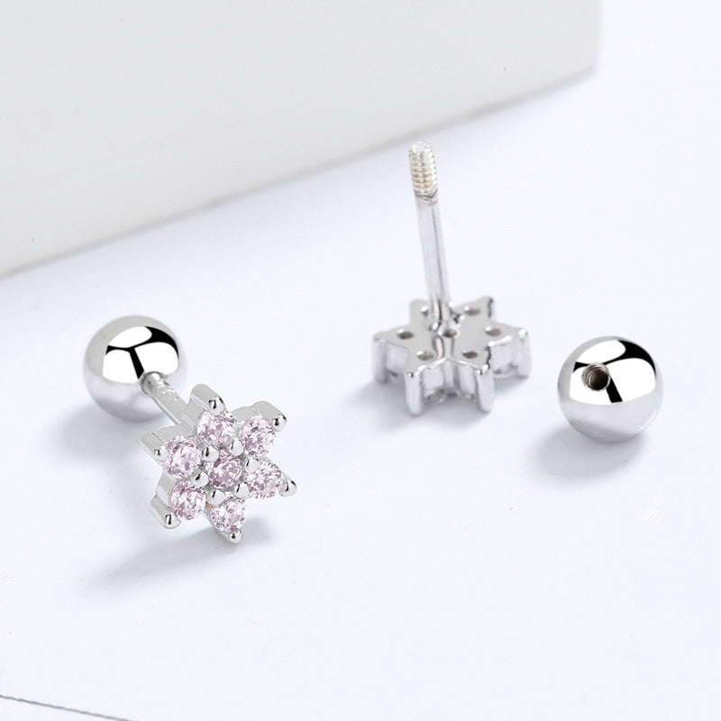 Star Screw Back Stud Earrings, 925 Sterling Silver Zirconia Stud Earrings For Women - Hair Your Lux