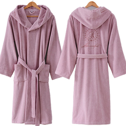 Cotton Bathrobe Thick Towel Material With Hood - Hair Your Lux