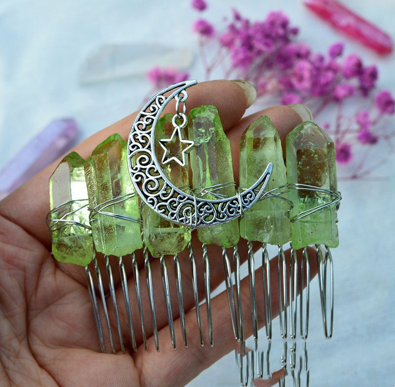 Premium Handmade Crown Moon Hollow Star Hair Comb - Hair Your Lux