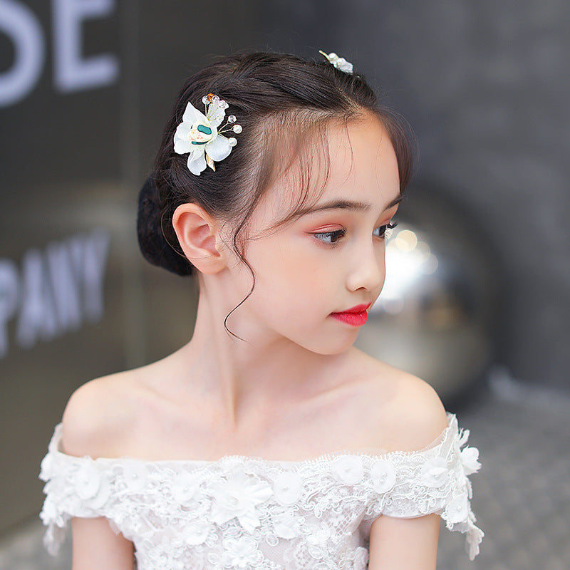 Flower Girl Headband and Pins Flower Girl Headpiece, Pearl Bead Headband, Adjustable Flower Girl Hair Accessories, Hair Vine Headband for Wedding, Party, Princess, Flower Girls and Bridesmaid - Hair Your Lux