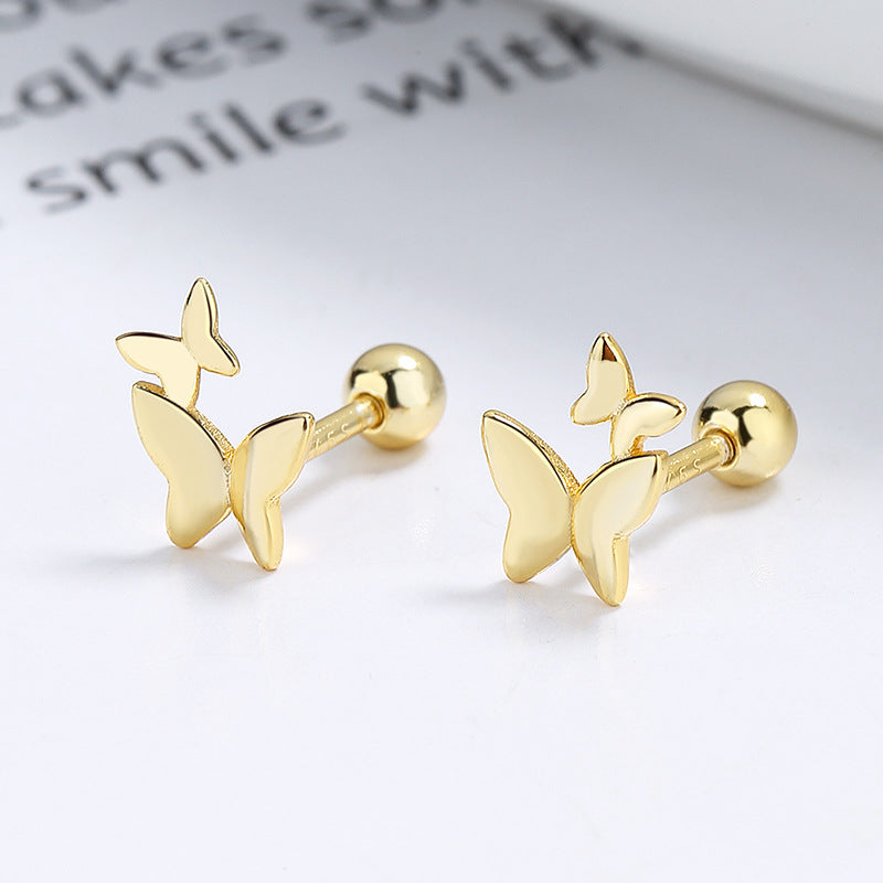 Silver Butterfly Thread Stud Earrings - Hair Your Lux