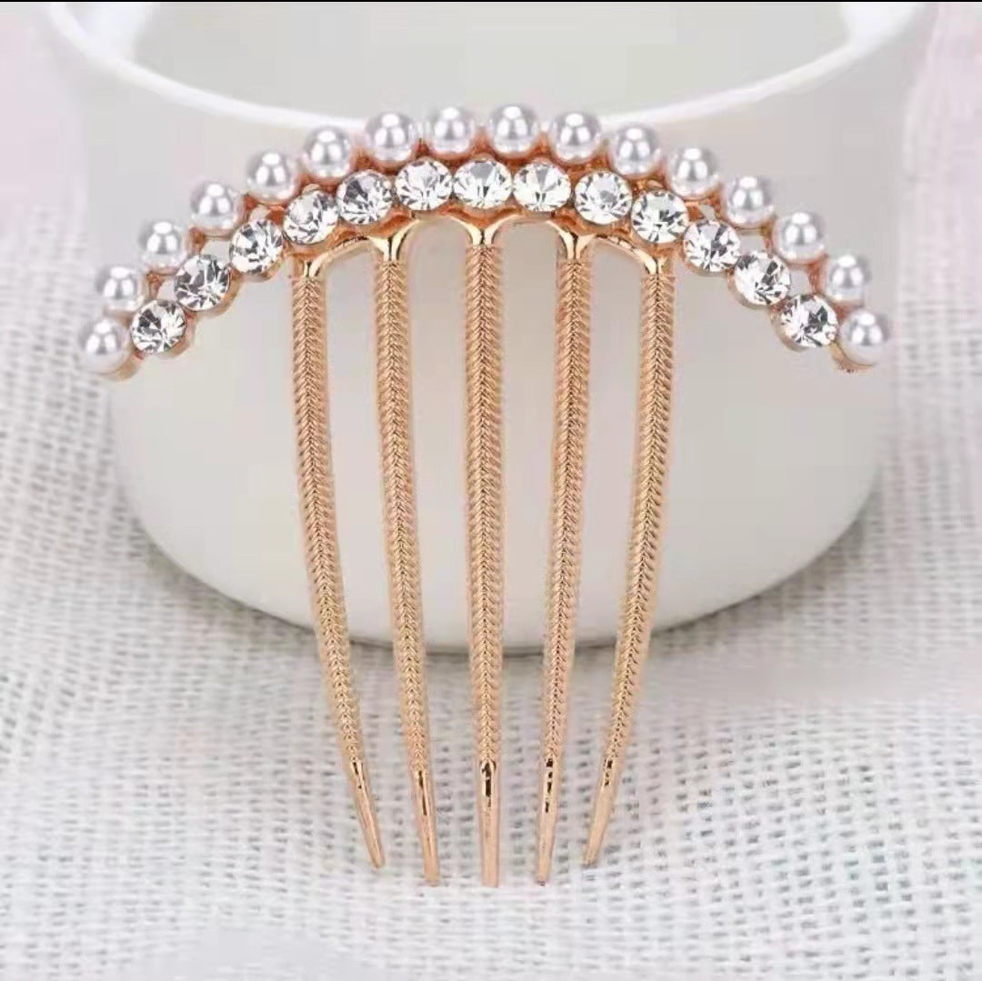 New Pearl Crystal Hair Comb Female - Hair Your Lux