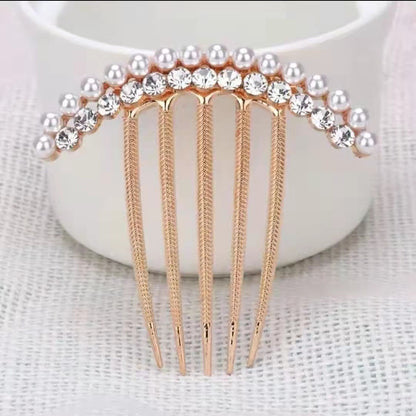 New Pearl Crystal Hair Comb Female - Hair Your Lux