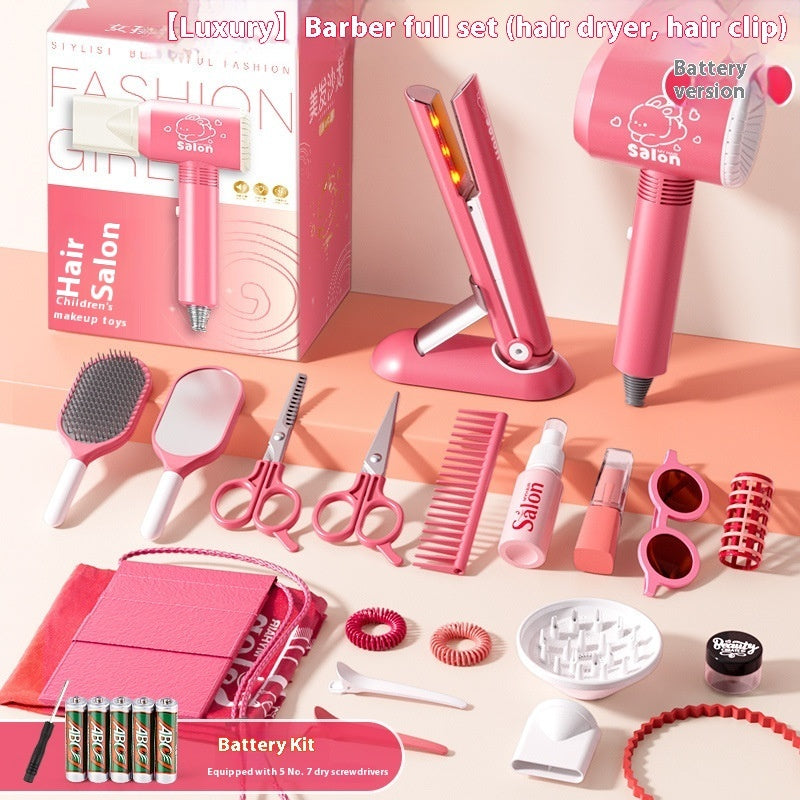 Children's Hairdressers Salon Barber Set Hair Dryer Clip Hair Curler Toy Suit