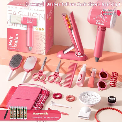 Children's Hairdressers Salon Barber Set Hair Dryer Clip Hair Curler Toy Suit