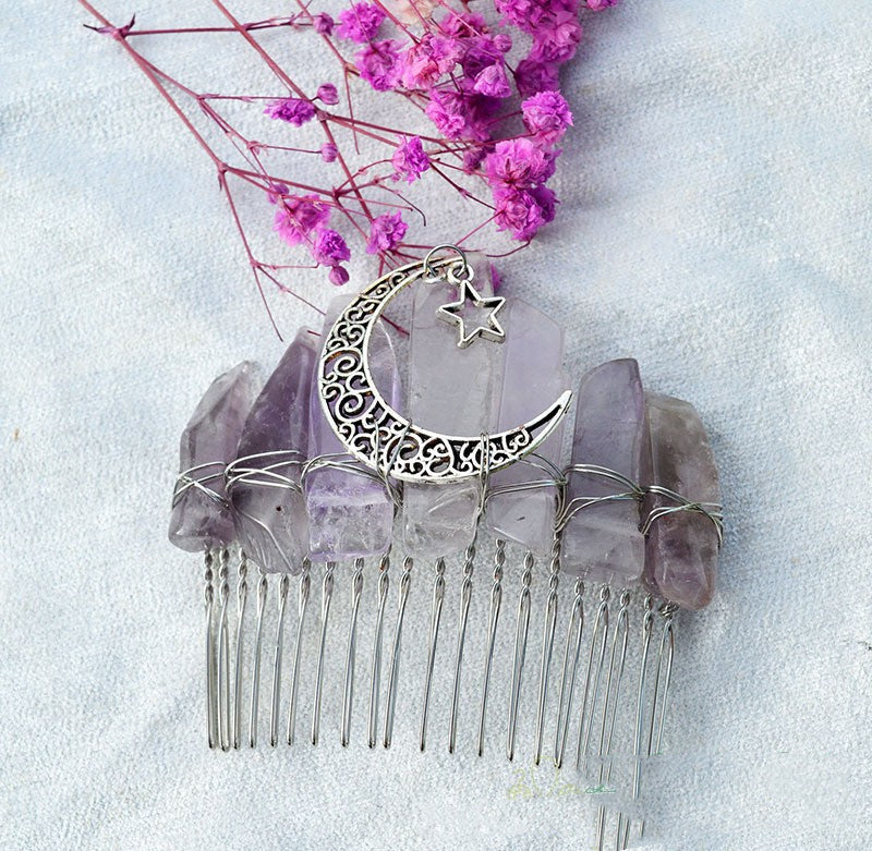 Premium Handmade Crown Moon Hollow Star Hair Comb - Hair Your Lux