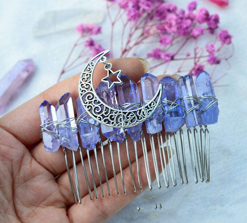 Premium Handmade Crown Moon Hollow Star Hair Comb - Hair Your Lux