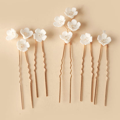 White Ceramic Flower Hair Accessories For Wedding Brides In Europe And America - Hair Your Lux