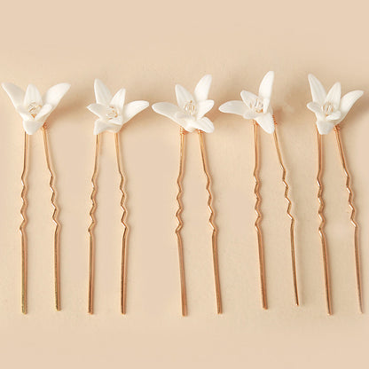 White Ceramic Flower Hair Accessories For Wedding Brides In Europe And America - Hair Your Lux