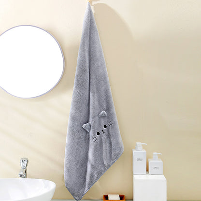 Coral Velvet Cartoon Cat Hair Drying Towel - Hair Your Lux