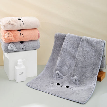 Coral Velvet Cartoon Cat Hair Drying Towel - Hair Your Lux