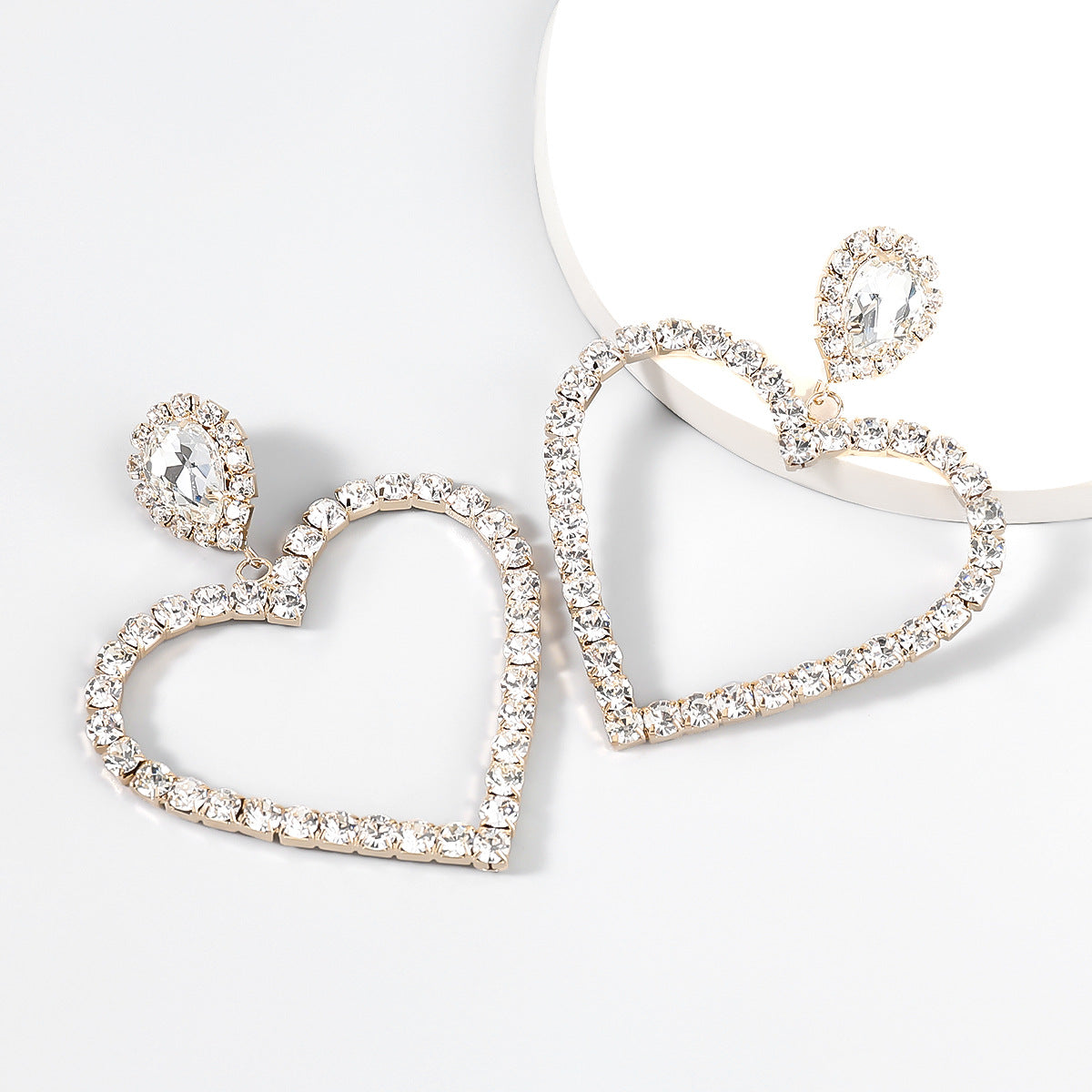 Heart-shaped Droplet Crystal Earrings - Hair Your Lux