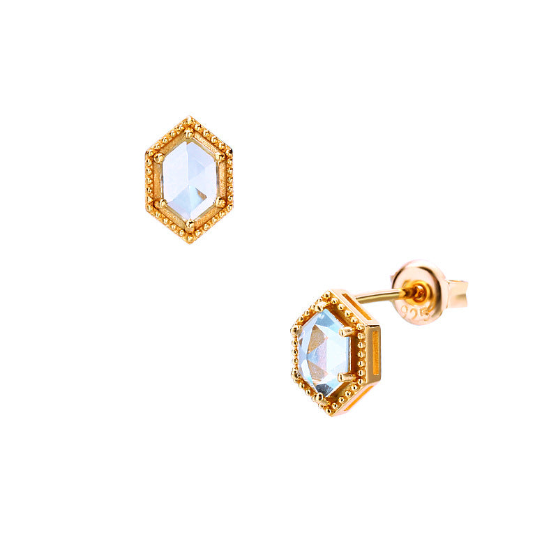 Small And Simple Retro Sky Blue Topaz Stud Earrings For Women - Hair Your Lux