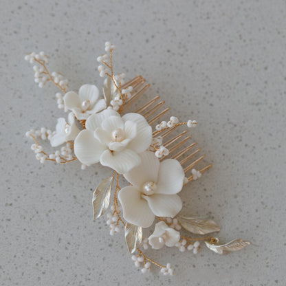 Flower Pearl Wedding Hair Comb Silver Gold Color Bride Headpieces Bridal Hair Accessories for Women and Girls - Hair Your Lux