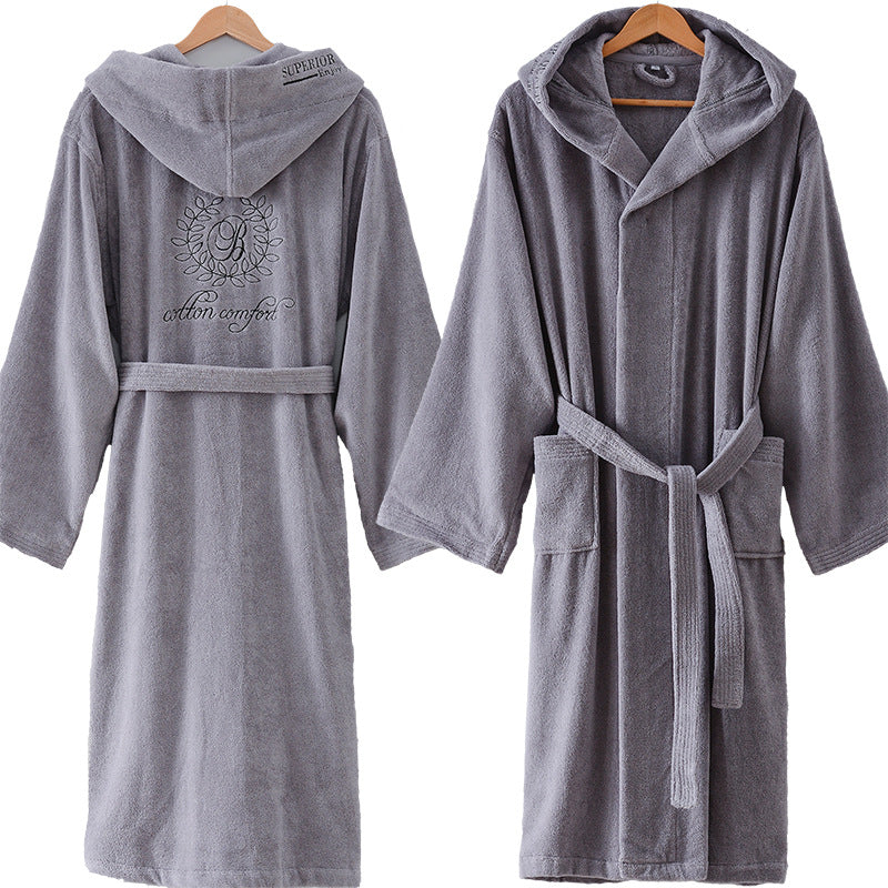 Cotton Bathrobe Thick Towel Material With Hood - Hair Your Lux