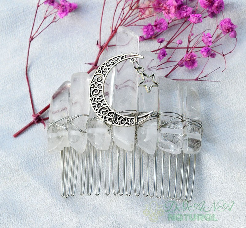 Premium Handmade Crown Moon Hollow Star Hair Comb - Hair Your Lux