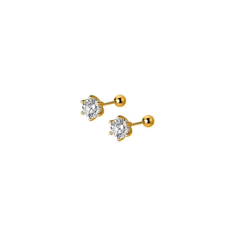 S925 Silver Six Clawed Stud Earrings For Women Simple - Hair Your Lux