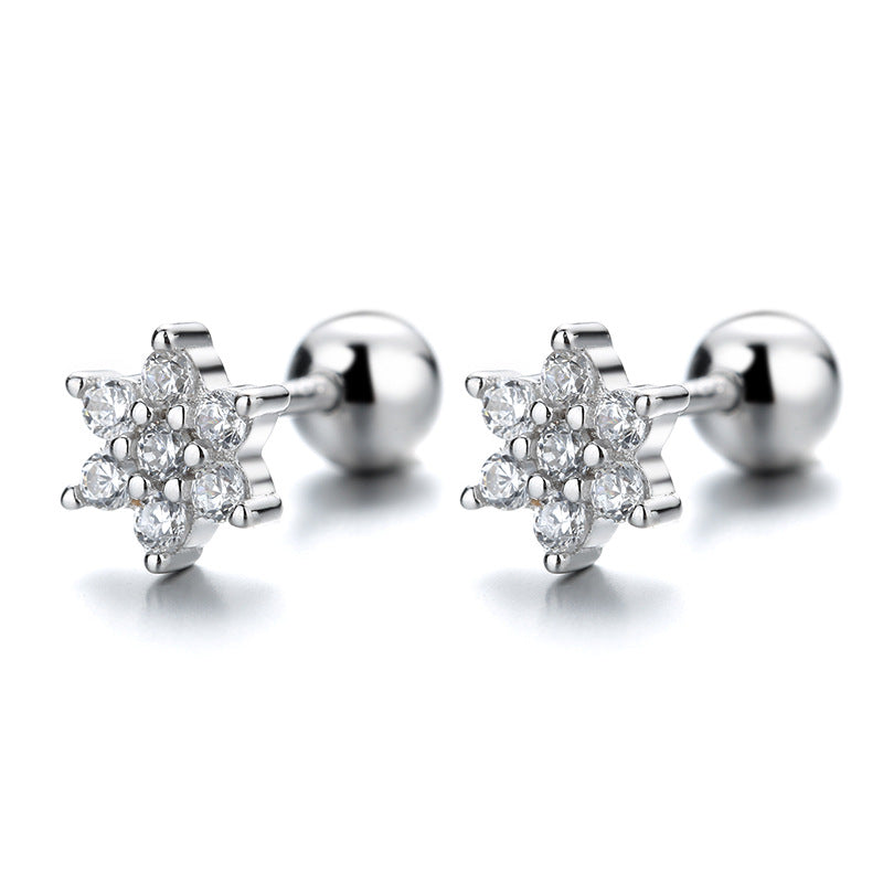 Star Screw Back Stud Earrings, 925 Sterling Silver Zirconia Stud Earrings For Women - Hair Your Lux