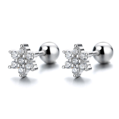 Star Screw Back Stud Earrings, 925 Sterling Silver Zirconia Stud Earrings For Women - Hair Your Lux