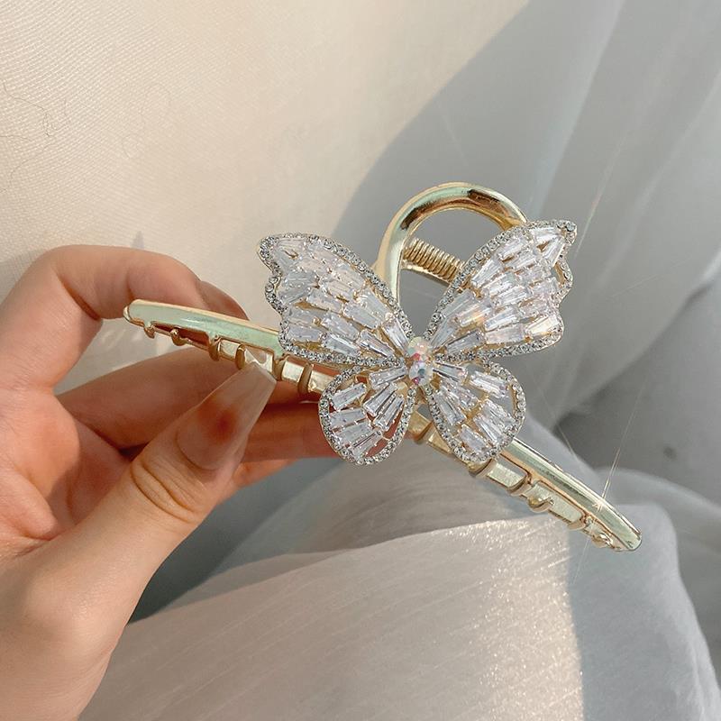 Super Fairy Full Diamond Butterfly Metal Grip Large High Sense Shark Clip Elegant Hair Clip Female Back Head Updo Hair Accessories - Hair Your Lux