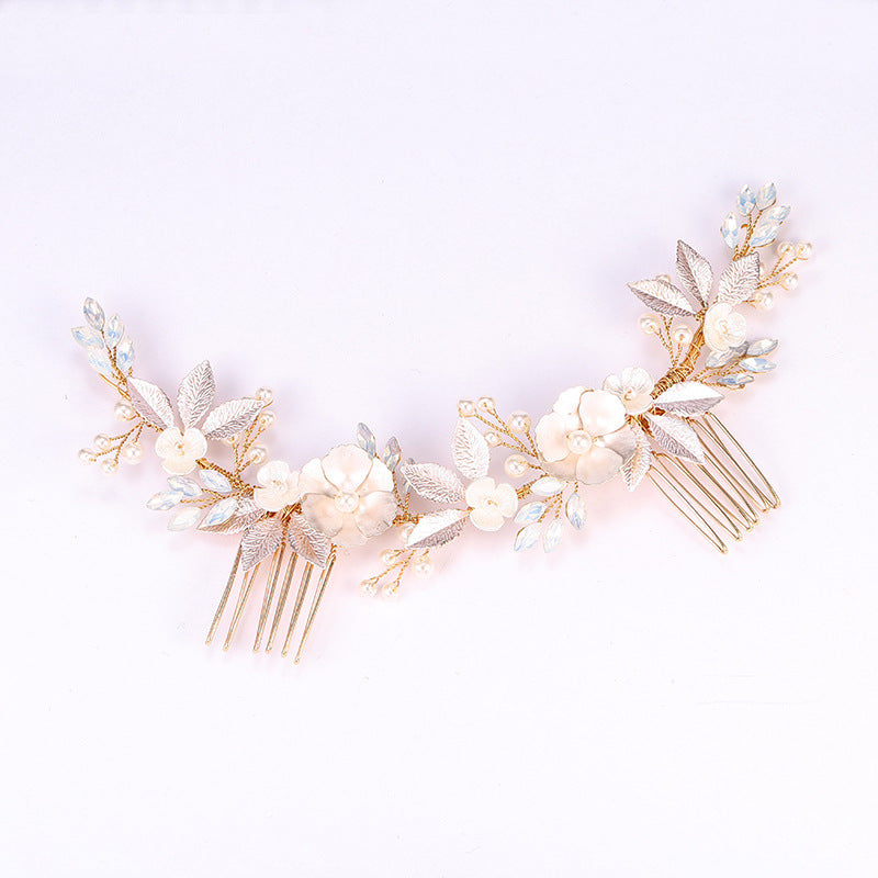 Headpiece Gold Leaf Hair Comb Accessory Pearl - Hair Your Lux