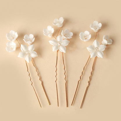 White Ceramic Flower Hair Accessories For Wedding Brides In Europe And America - Hair Your Lux