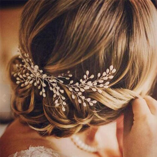 European And American Handmade Bride Pearl Hair Comb Bride Wedding Dress Dress Hair Accessories New Head Fork - Hair Your Lux