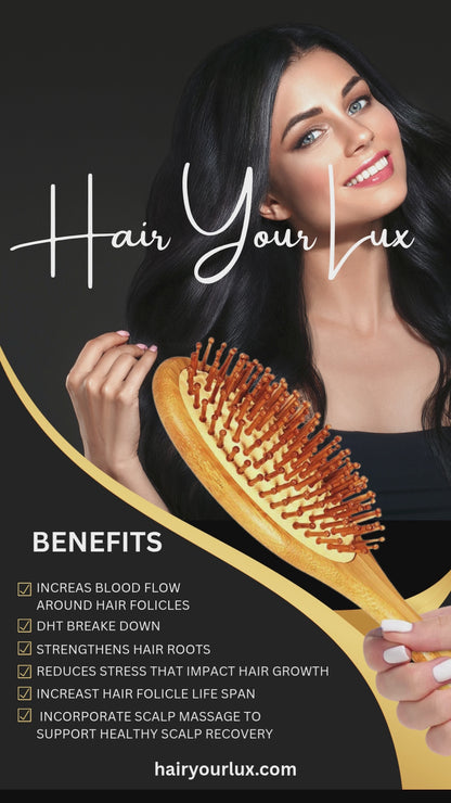 Scalp Massaging Hair Growth Boosting Large Bamboo Bristle Hair Brush